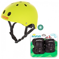 카잠 아동헬멧 어반형 자전거헬멧 퀵보드헬멧 보호대 세트 옐로우 블랙
